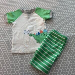 NWOT Little Me Boys Green & White Striped Dinosaur Boys Outfit
Size 12M
